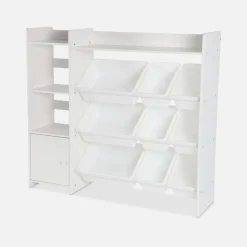Mueble para niños con 9 cubos, 4 estantes y 1 puerta