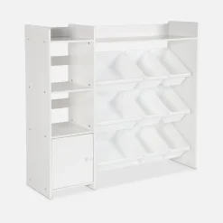Mueble para niños con 9 cubos, 4 estantes y 1 puerta