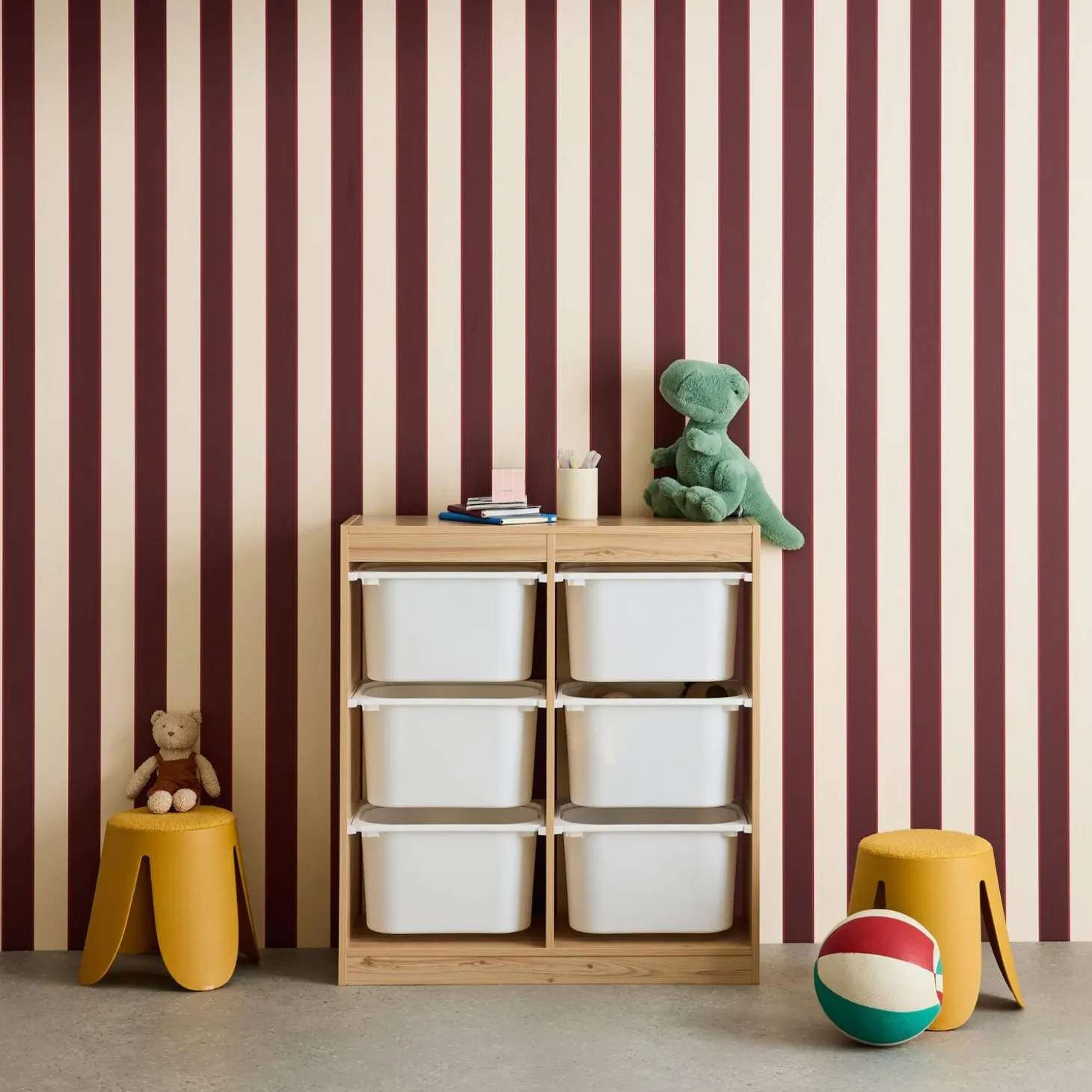 Mueble para niños con 6 cubos de almacenaje