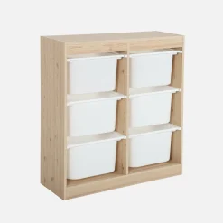 Mueble para niños con 6 cubos de almacenaje
