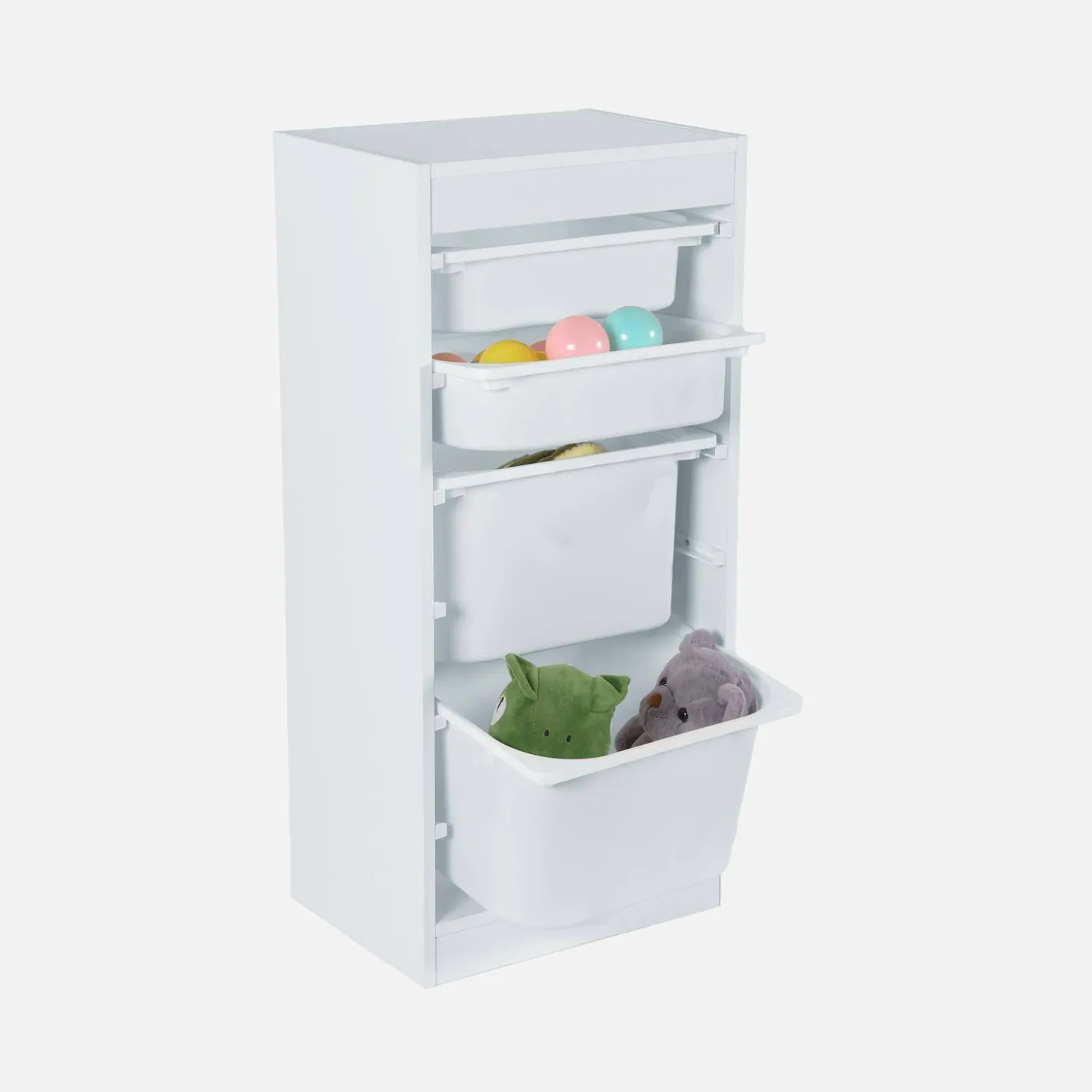 Mueble para niños con 4 cubos de almacenaje