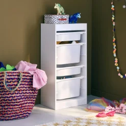 Mueble para niños con 4 cubos de almacenaje
