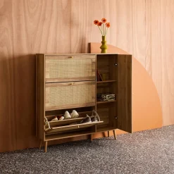 Mueble para zapatos de caña con 3 cajones