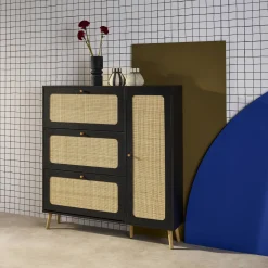 Mueble para zapatos de caña con 3 cajones