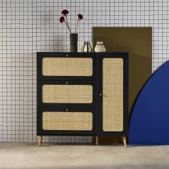Mueble para zapatos de caña con 3 cajones