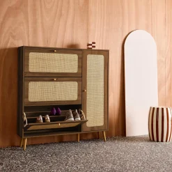 Mueble para zapatos de caña con 3 cajones