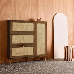 Mueble para zapatos de caña con 3 cajones