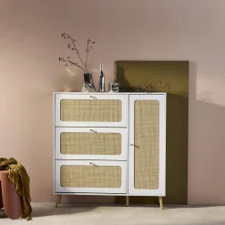 Mueble para zapatos de caña con 3 cajones