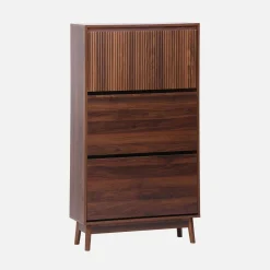 Mueble para zapatos de color nogal con 3 puertas