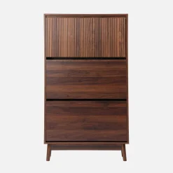 Mueble para zapatos de color nogal con 3 puertas
