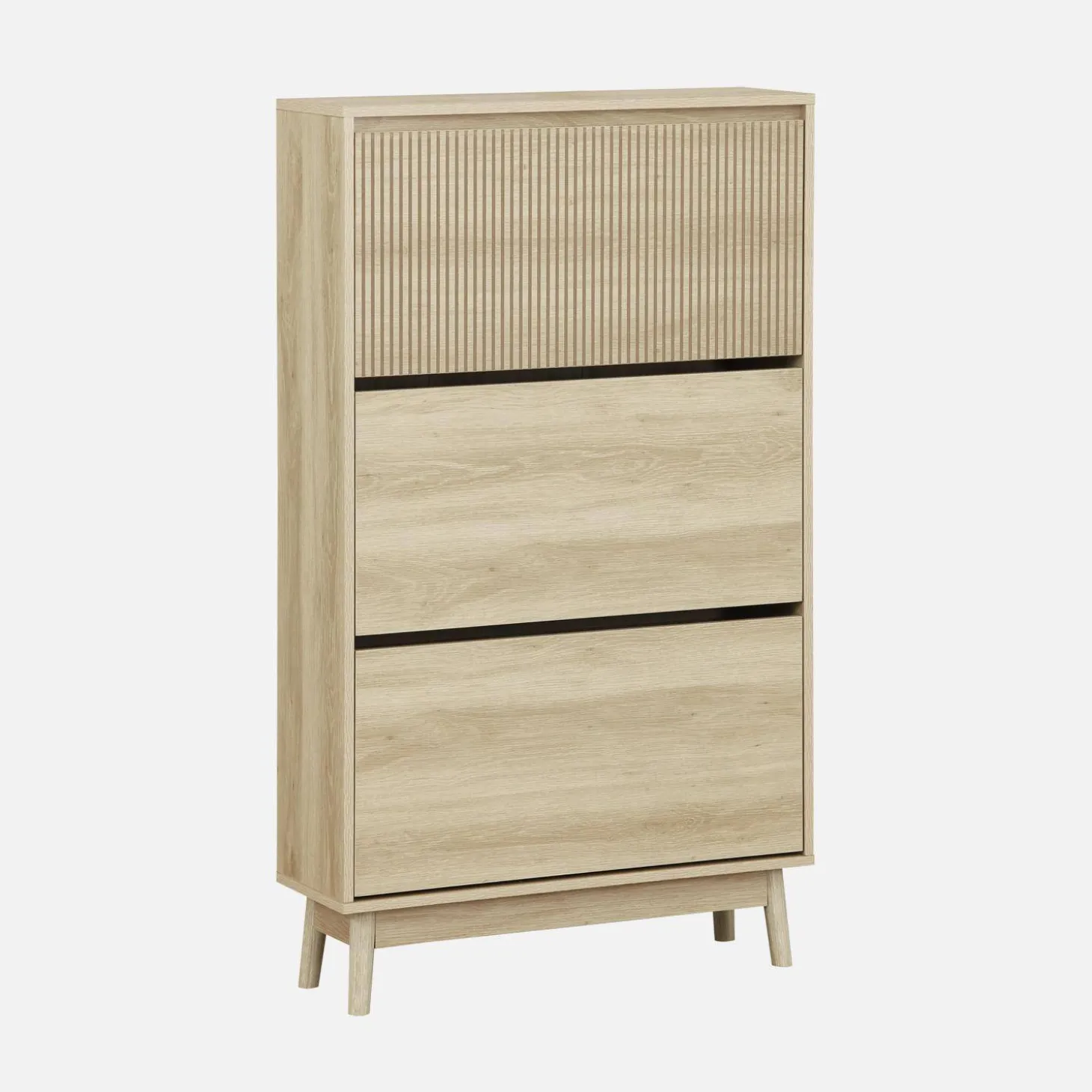 Mueble para zapatos de color nogal con 3 puertas