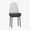 Mueble tocador de madera espejo redondo, 60cm