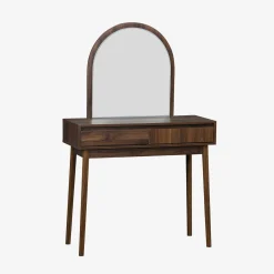 Mueble tocador de madera espejo redondo, 90cm