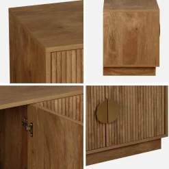 Mueble TV 4 puertas efecto madera de mango exótico, 140cm