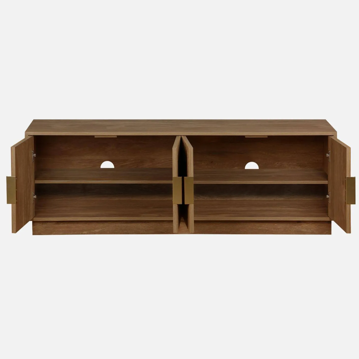 Mueble TV 4 puertas efecto madera de mango exótico, 140cm