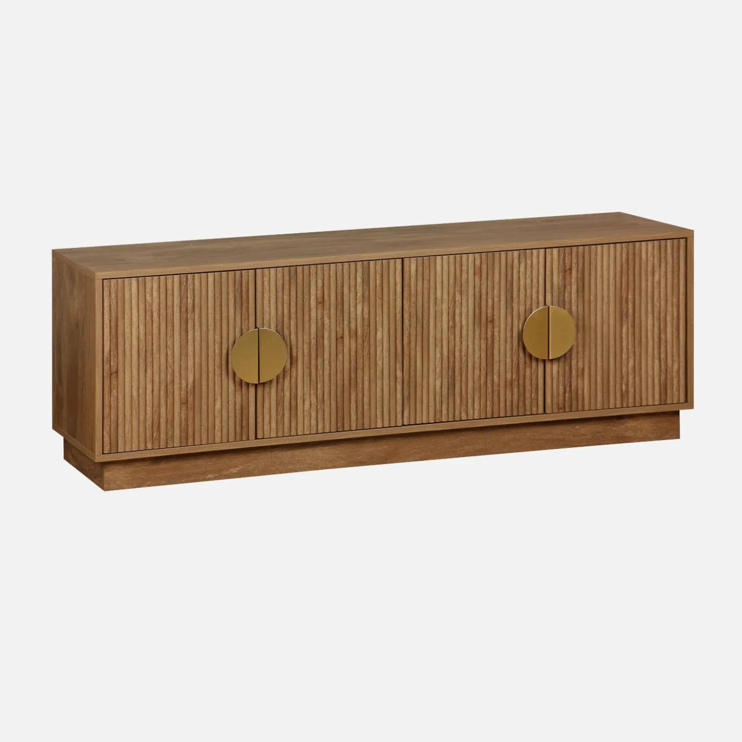 Mueble TV 4 puertas efecto madera de mango exótico, 140cm