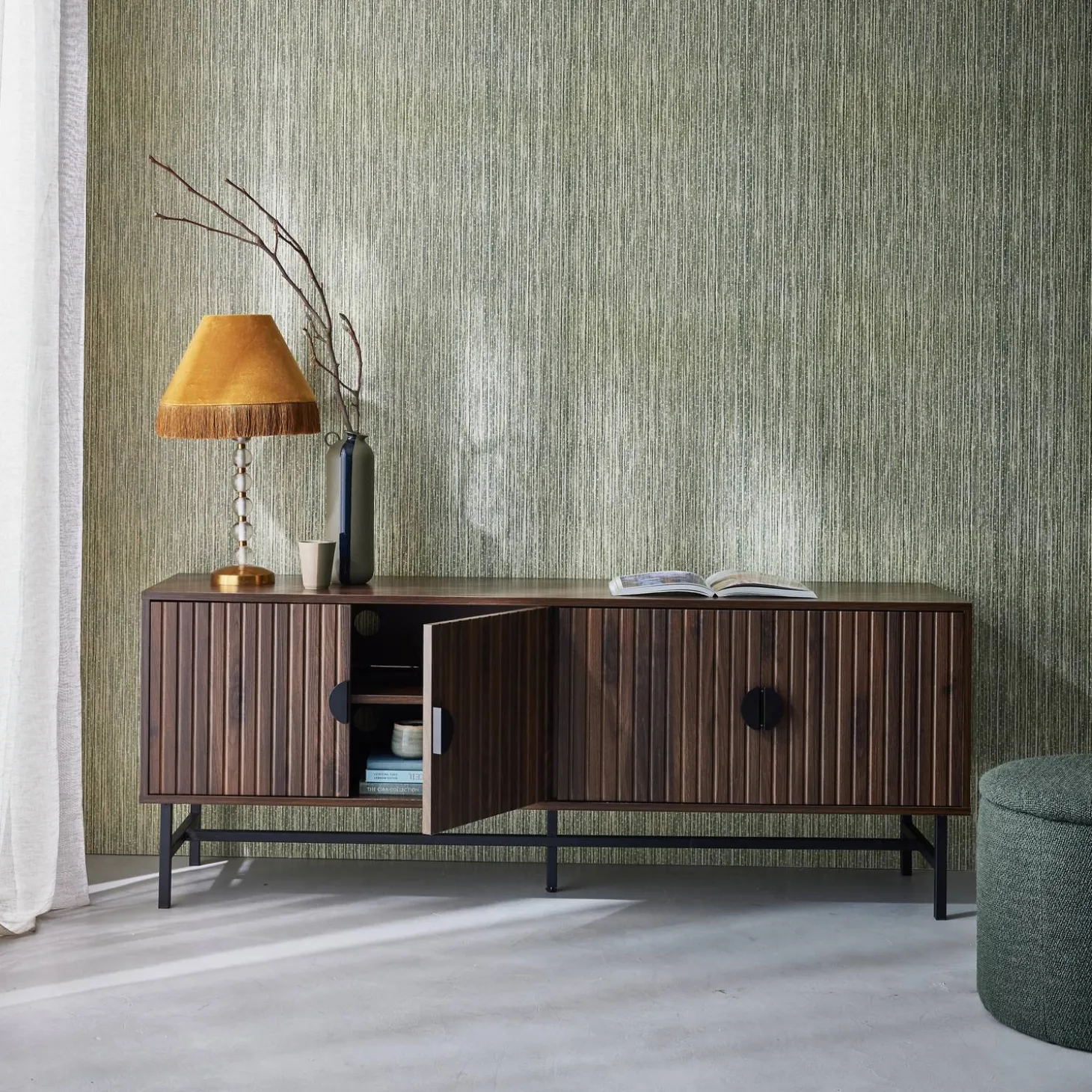 Mueble TV con efecto madera, 160cm