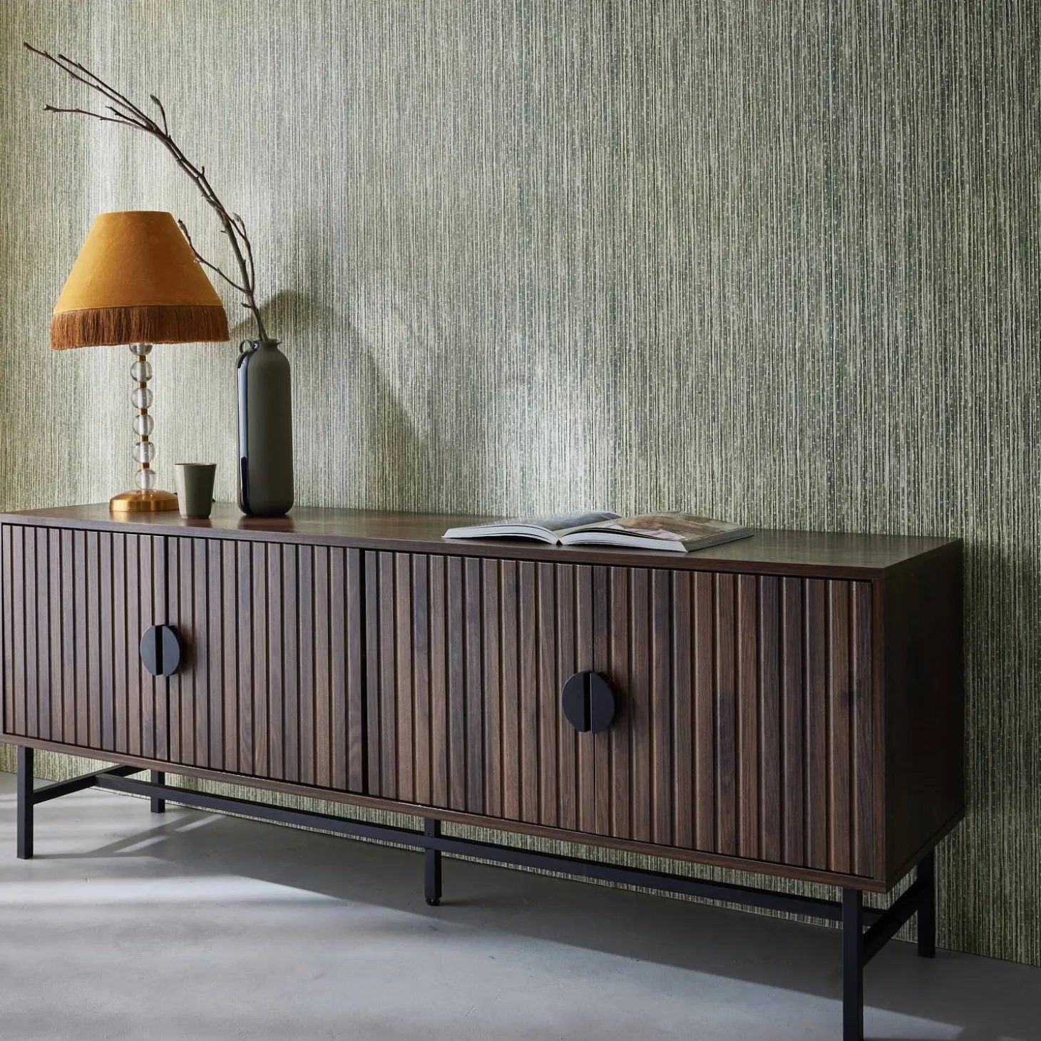Mueble TV con efecto madera, 160cm