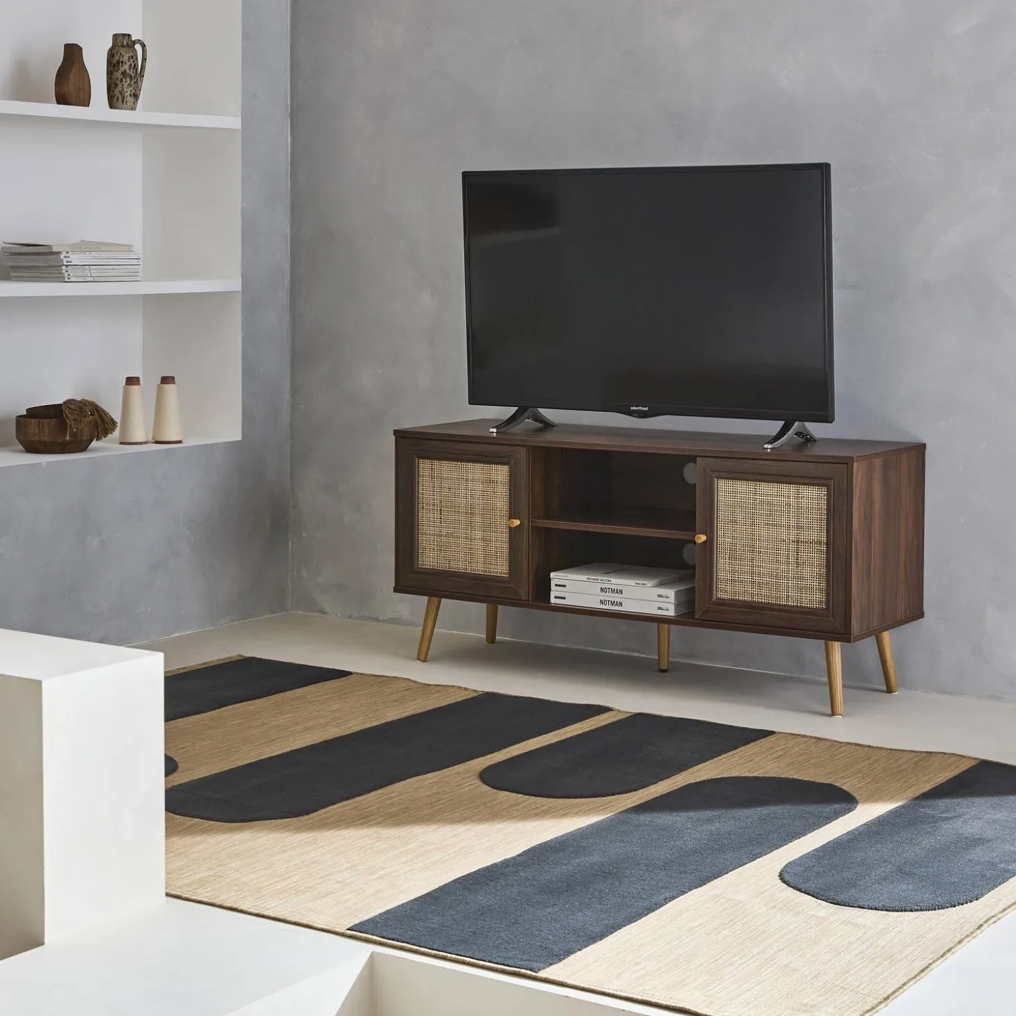 Mueble TV de caña trenzada, 120cm