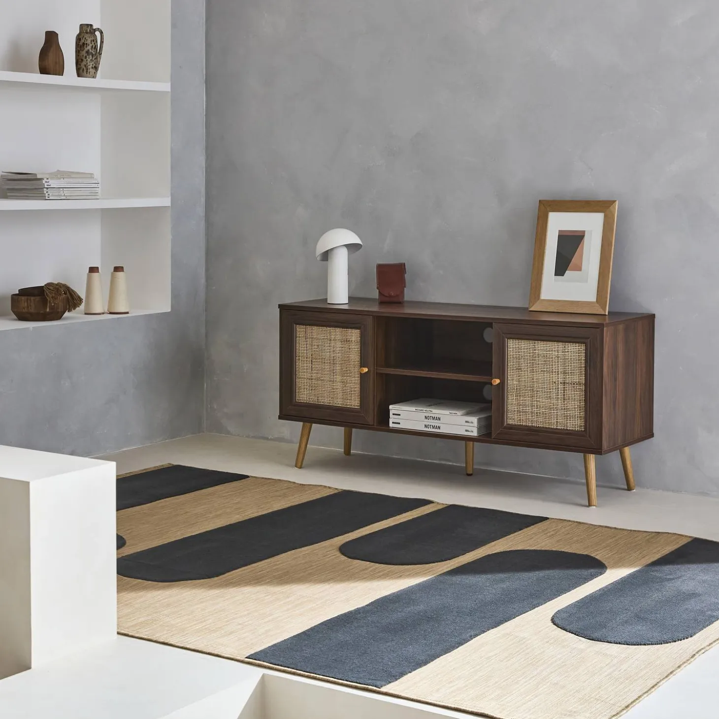 Mueble TV de caña trenzada, 120cm