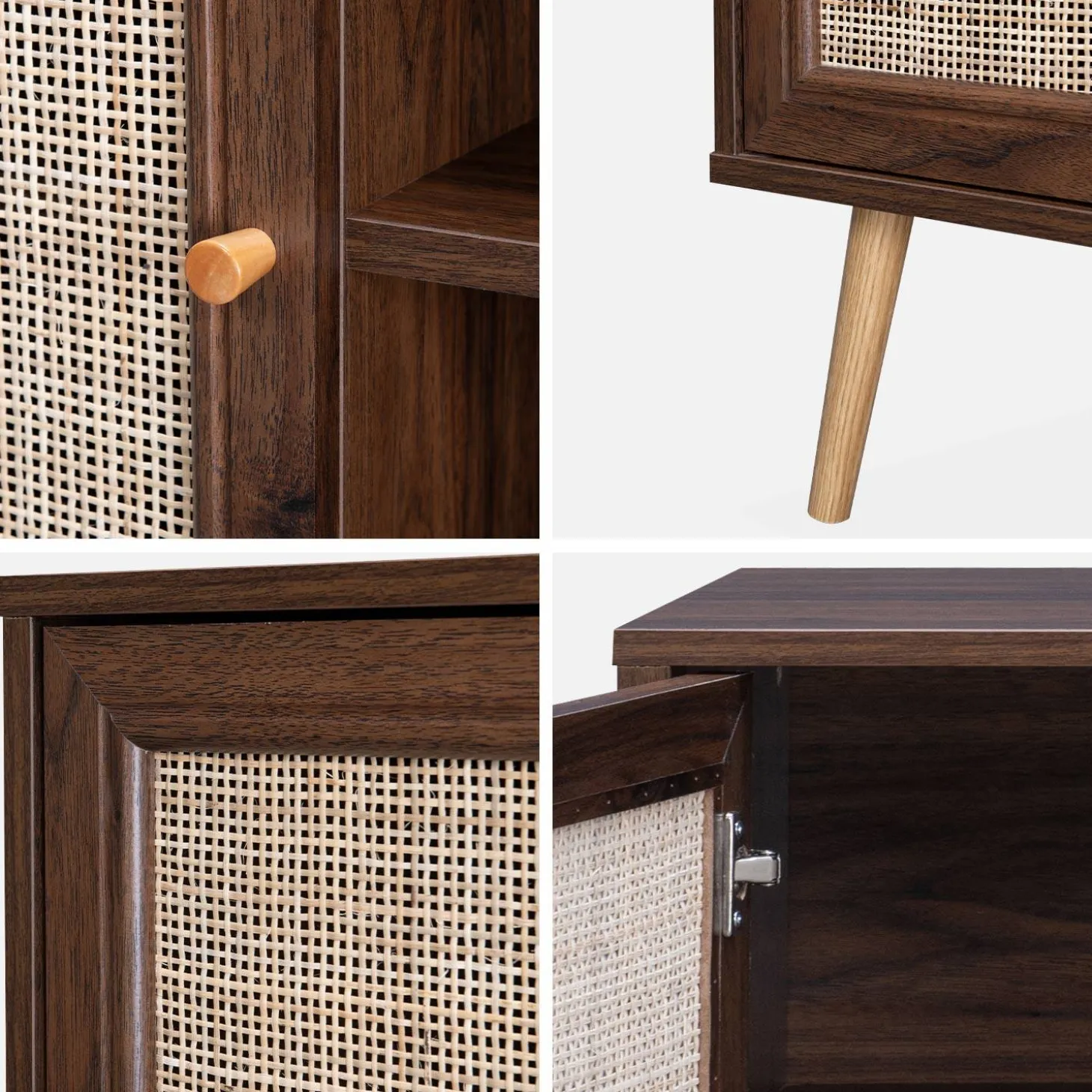 Mueble TV de caña trenzada, 120cm