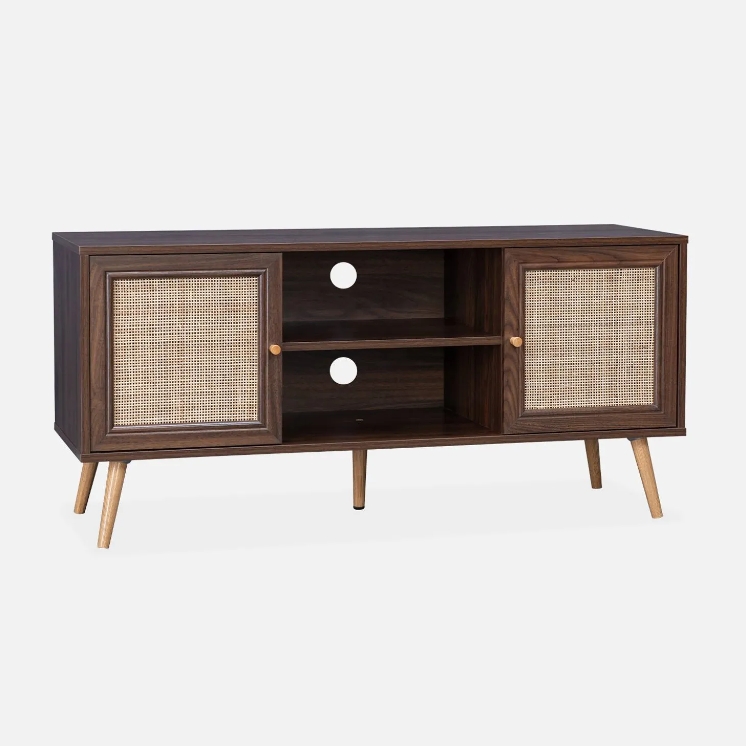 Mueble TV de caña trenzada, 120cm
