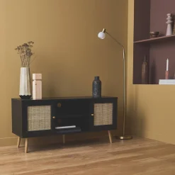 Mueble TV de caña trenzada, 120cm