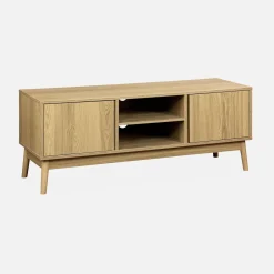Mueble TV de efecto madera con 2 puertas, 120cm