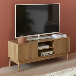 Mueble TV de efecto madera con 2 puertas, 120cm