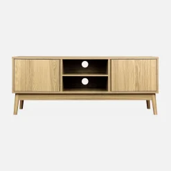 Mueble TV de efecto madera con 2 puertas, 120cm