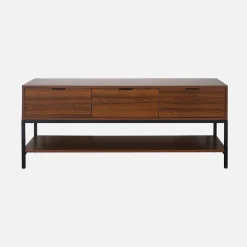 Mueble TV de nogal con 3 cajones, 130cm