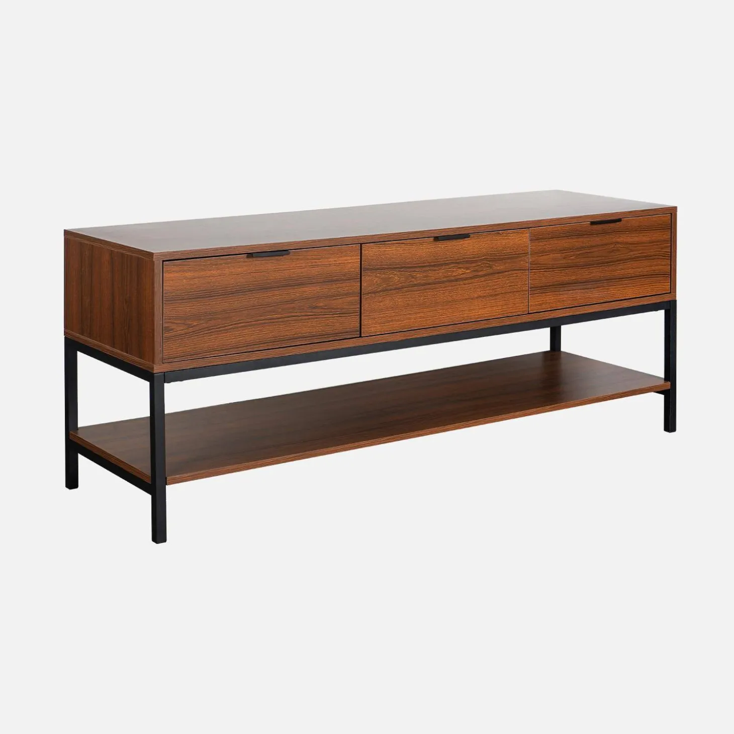 Mueble TV de nogal con 3 cajones, 130cm