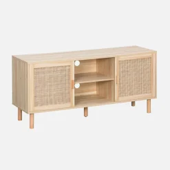 Mueble TV efecto caña y madera 120cm