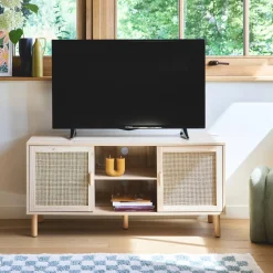Mueble TV efecto caña y madera 120cm