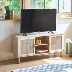 Mueble TV efecto caña y madera 120cm