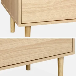 Mueble TV efecto madera con 2 niveles y 2 puertas,160cm