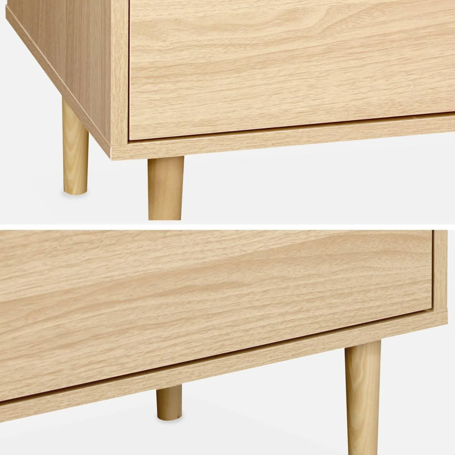 Mueble TV efecto madera con 2 niveles y 2 puertas,160cm