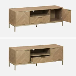 Mueble TV efecto madera en espiga 120cm