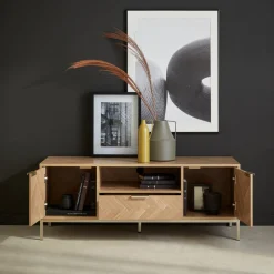 Mueble TV efecto madera en espiga 120cm