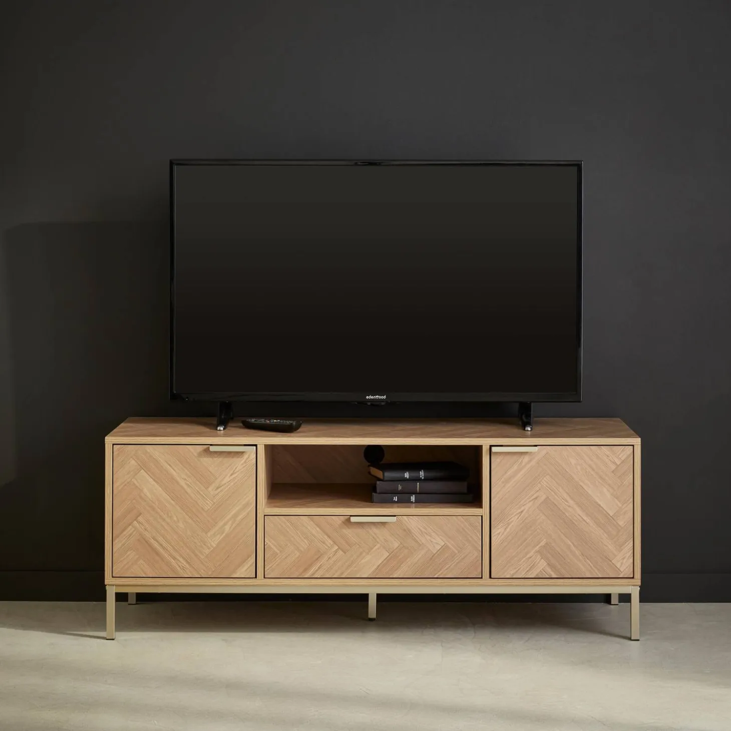 Mueble TV efecto madera en espiga 120cm