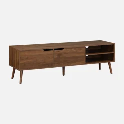 Mueble TV en acabado estilo nogal con 2 puertas, 160cm