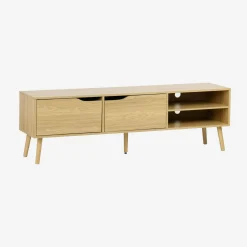 Mueble TV en acabado estilo nogal con 2 puertas, 160cm