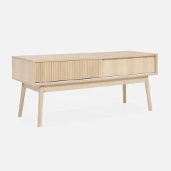 Mueble TV escandinavo efecto madera, 115cm