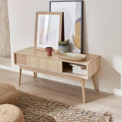 Mueble TV escandinavo efecto madera, 115cm