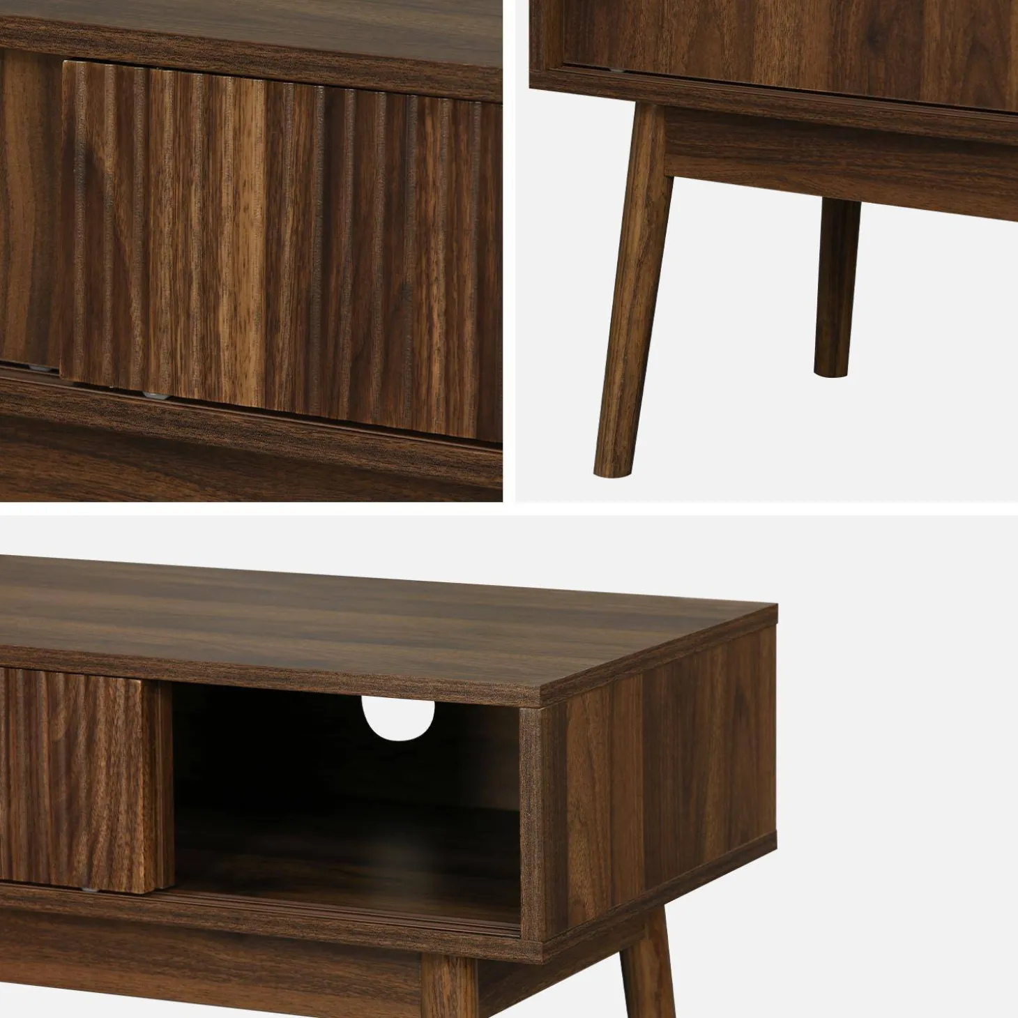 Mueble TV escandinavo efecto madera, 115cm