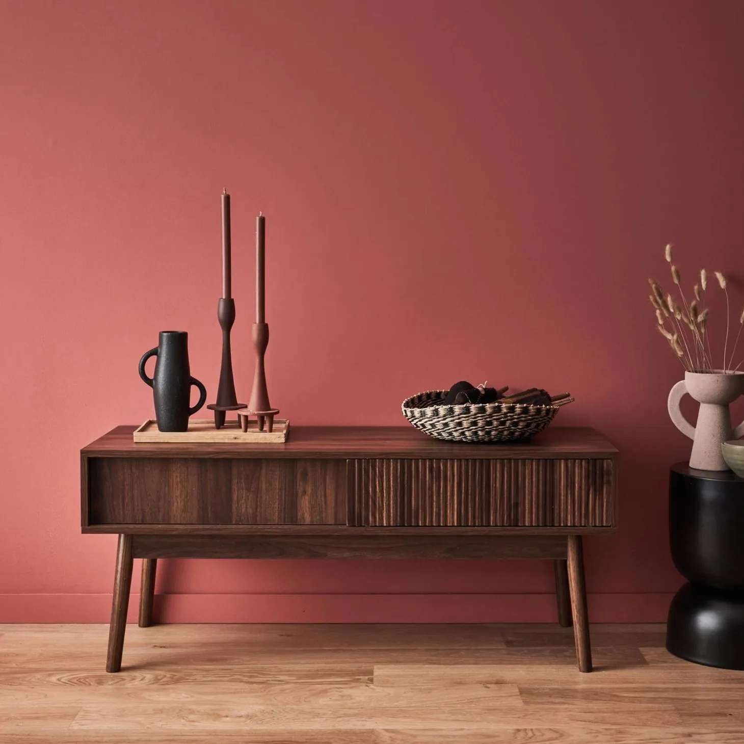 Mueble TV escandinavo efecto madera, 115cm