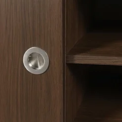 Mueble TV vintage con decoración en madera y acero inoxidable, 2 puertas, 180cm