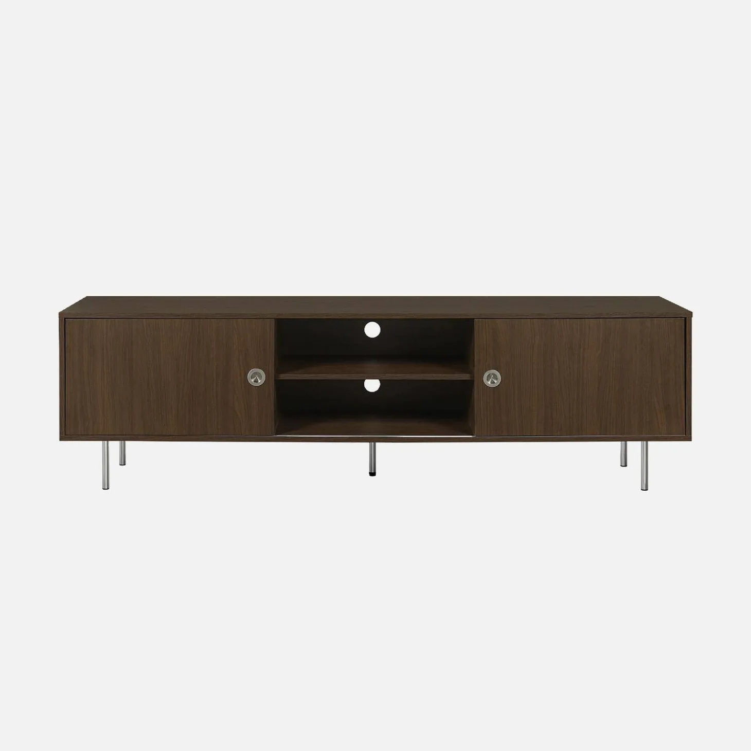 Mueble TV vintage con decoración en madera y acero inoxidable, 2 puertas, 180cm