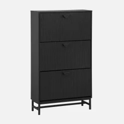 Mueble zapatero con 3 puertas acanaladas