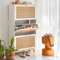 Mueble zapatero de caña